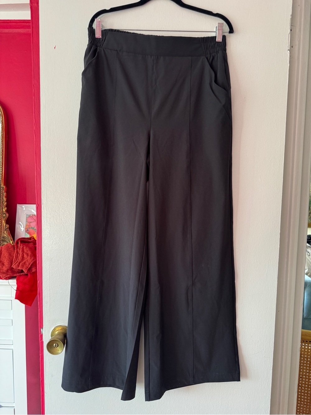 Fabletics Black Wide-Leg Pull-On Trousers